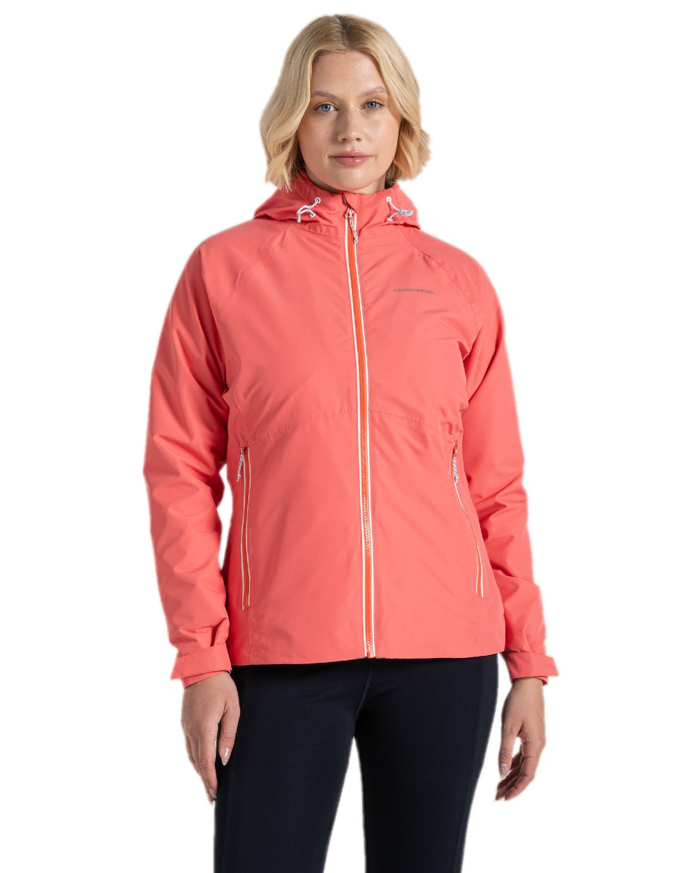 Deep Coral Coloured Craghoppers Womens Brielle Waterproof Jacket on white background