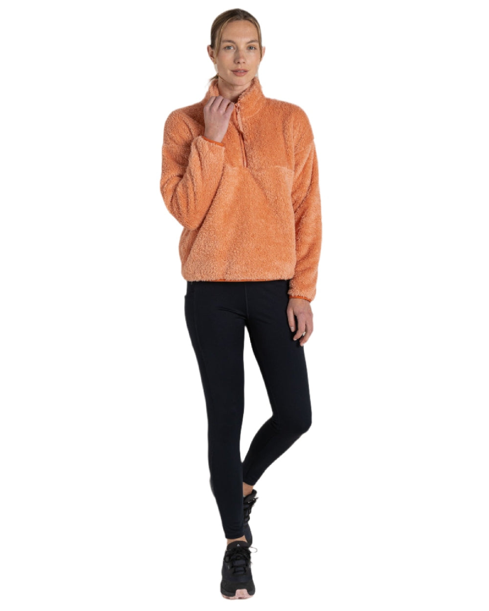 Clay Coloured Craghoppers Womens Bron Half Zip Fleece on white background