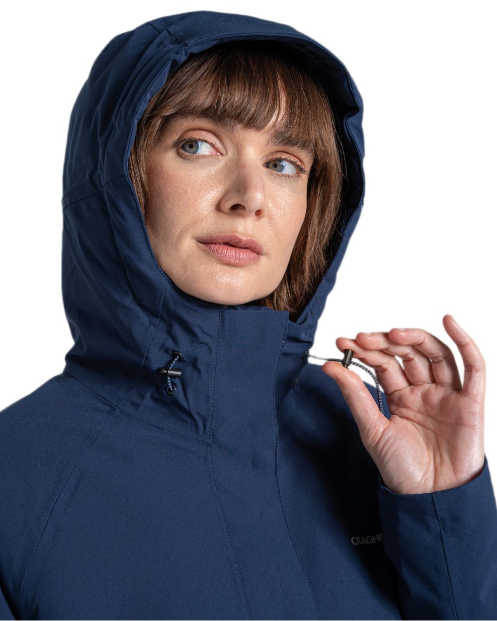 Blue Navy Coloured Craghoppers Womens Caldbeck II Thermic Waterproof Jacket on white background