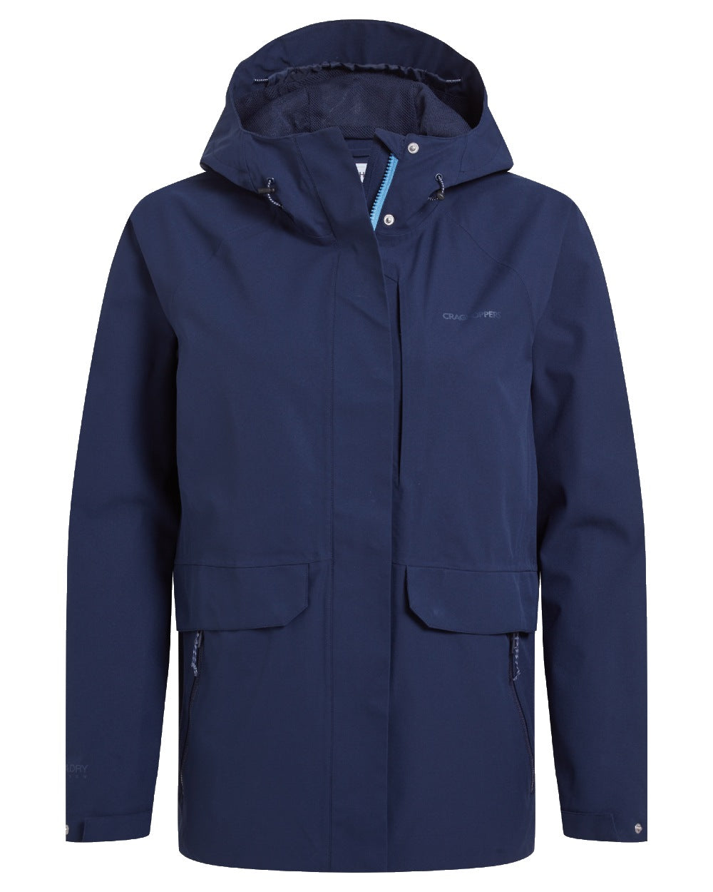 Blue Navy coloured Craghoppers Womens Caldbeck II Waterproof Jacket on white background