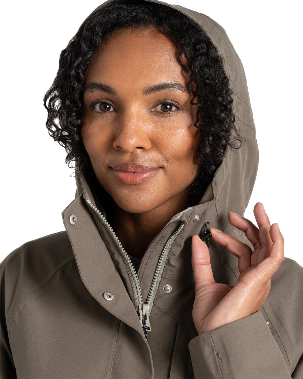 Wild Olive coloured Craghoppers Womens Caldbeck II Waterproof Jacket on white background