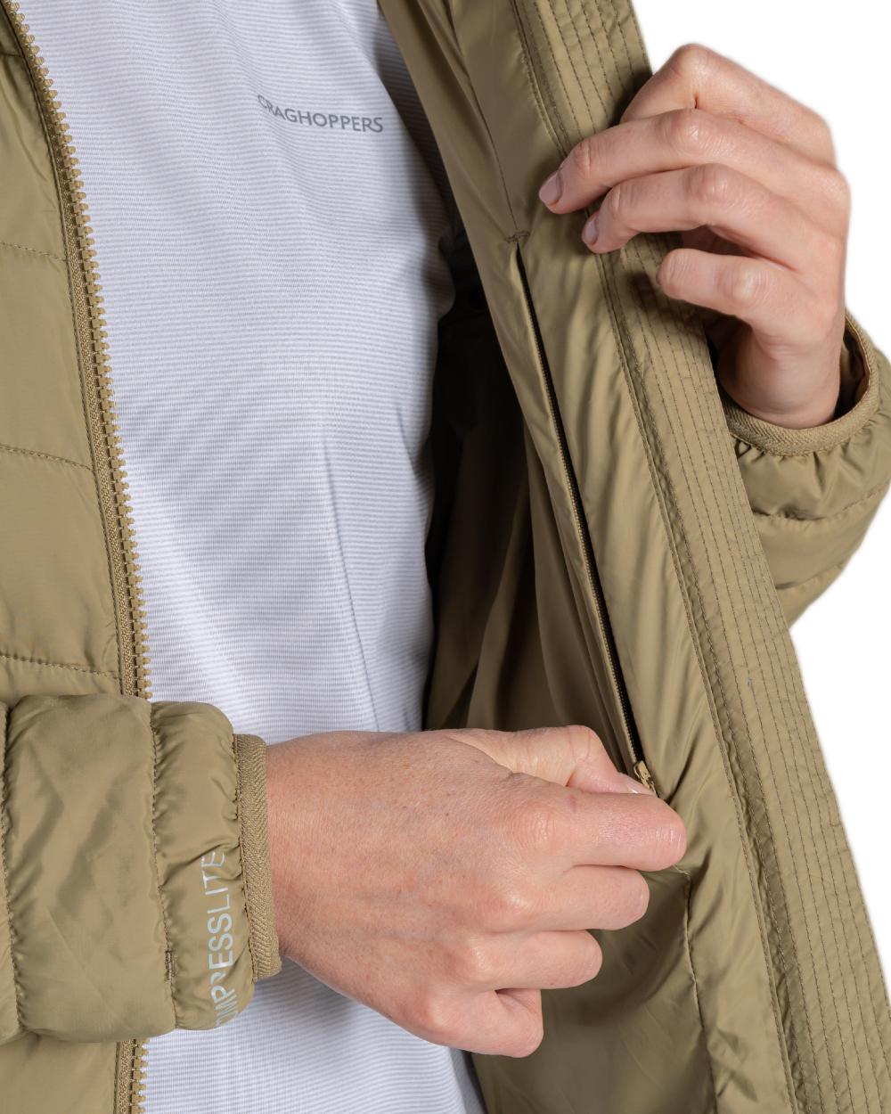 Cardamon Coloured Craghoppers Womens Compresslite IX Hooded Insulating Jacket on white background