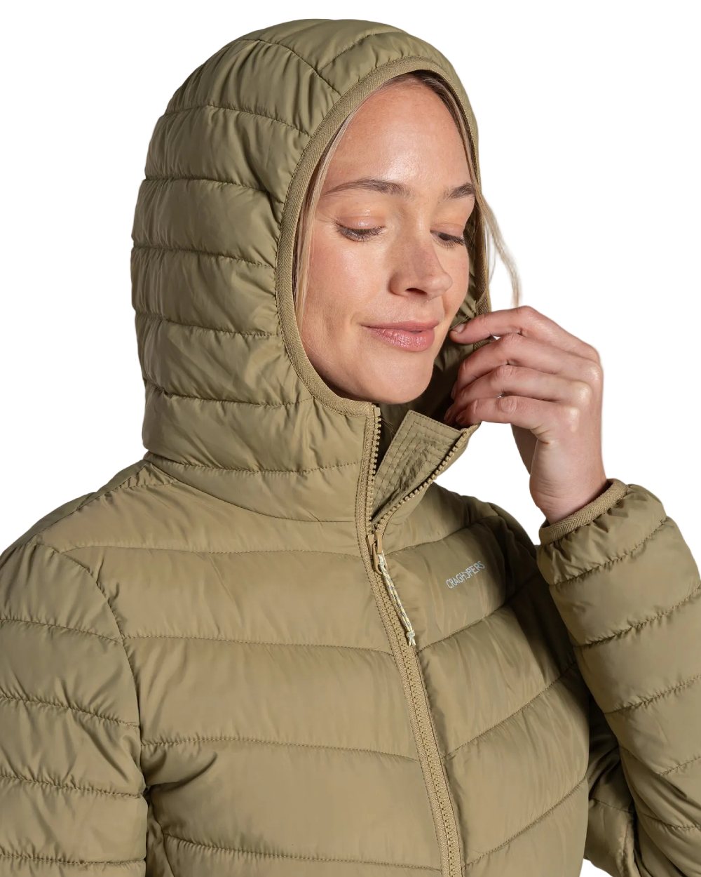 Cardamon Coloured Craghoppers Womens Compresslite IX Hooded Insulating Jacket on white background