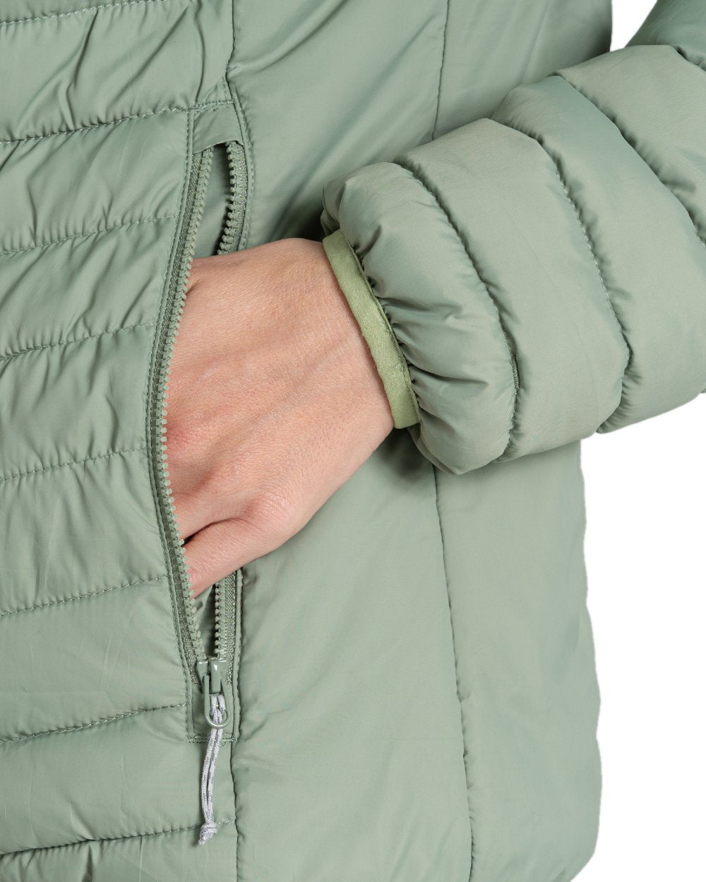 Deep Bud Green coloured Craghoppers Womens Compresslite IX Hooded Insulating Jacket on white background