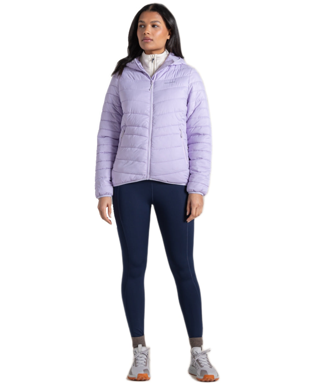 Parma Violet Coloured Craghoppers Womens Compresslite IX Hooded Insulating Jacket on white background