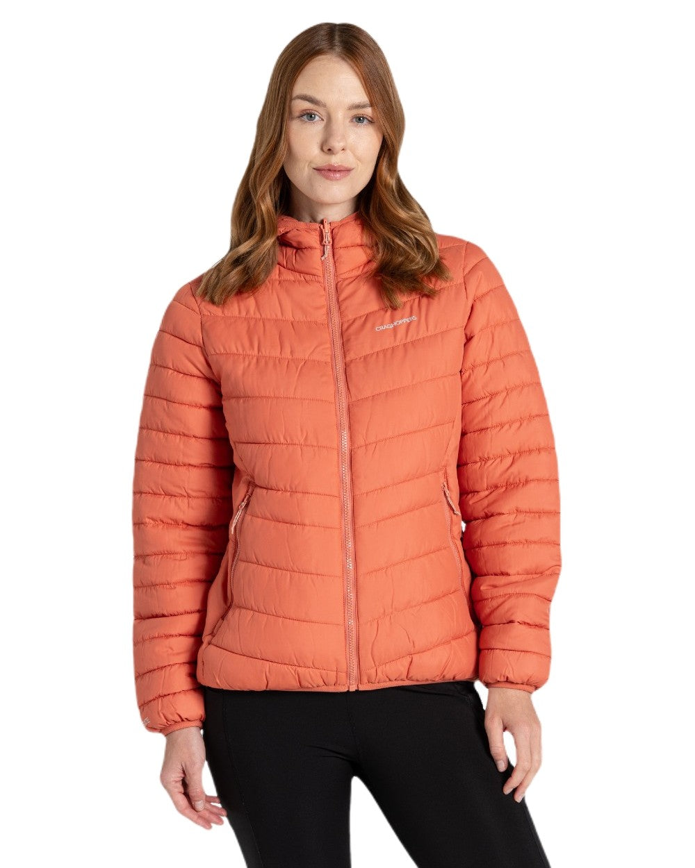 Red Sandstone coloured Craghoppers Womens Compresslite IX Hooded Insulating Jacket on white background