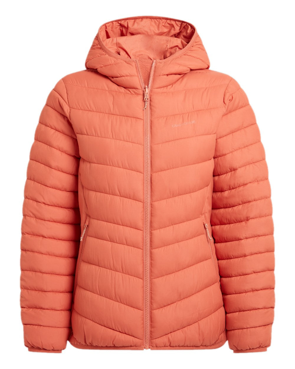 Red Sandstone coloured Craghoppers Womens Compresslite IX Hooded Insulating Jacket on white background