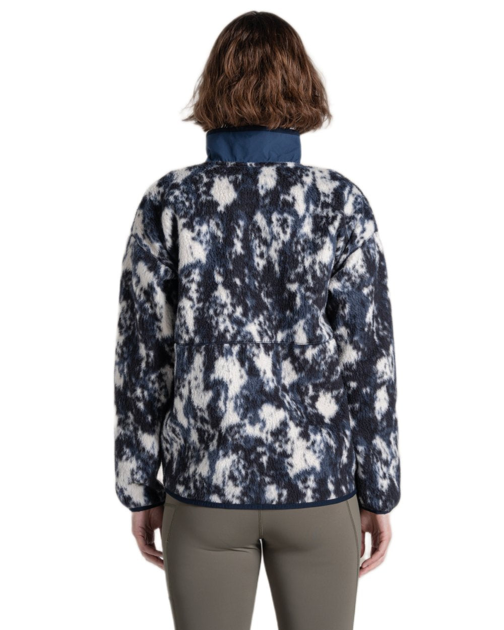 Dark Sapphire Print coloured Craghoppers Womens Dante Full Zip Fleece on white background