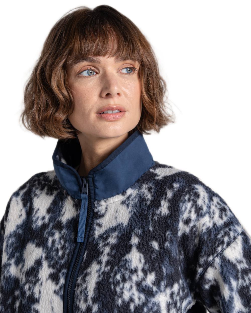 Dark Sapphire Print coloured Craghoppers Womens Dante Full Zip Fleece on white background