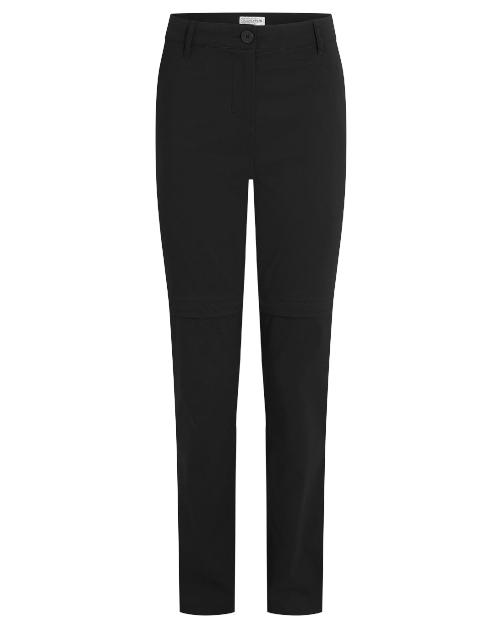 Black coloured Craghoppers Womens Kiwi Pro III Convertible Trousers on white background