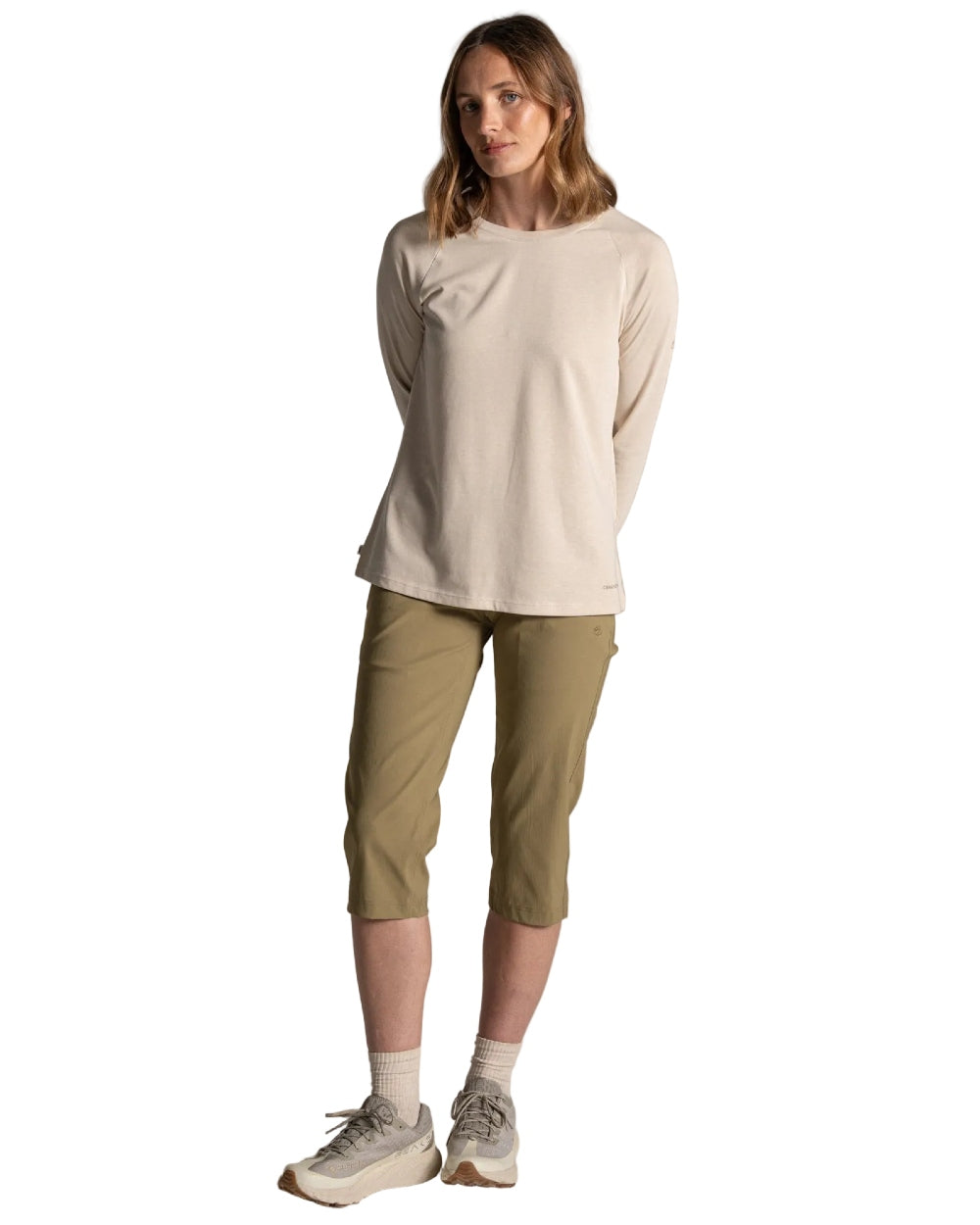 Cardamon coloured Craghoppers Womens Kiwi Pro III Cropped Trousers on white background