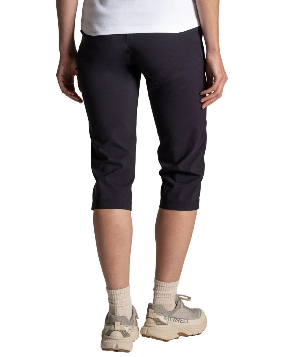 Dark Navy coloured Craghoppers Womens Kiwi Pro III Cropped Trousers on white background