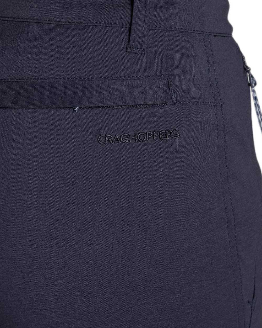 Dark Navy coloured Craghoppers Womens Kiwi Pro III Shorts on white background