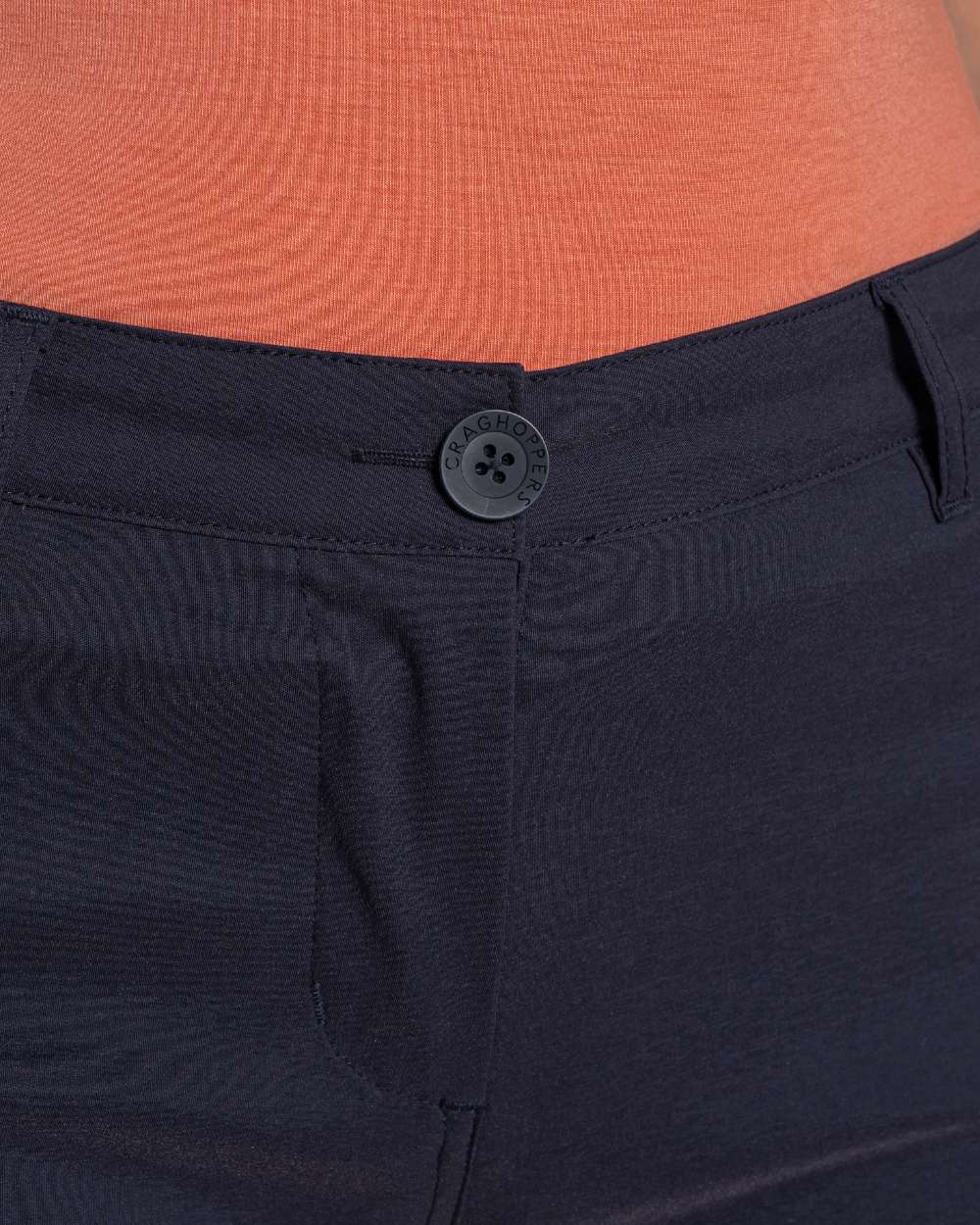 Dark Navy coloured Craghoppers Womens Kiwi Pro III Shorts on white background