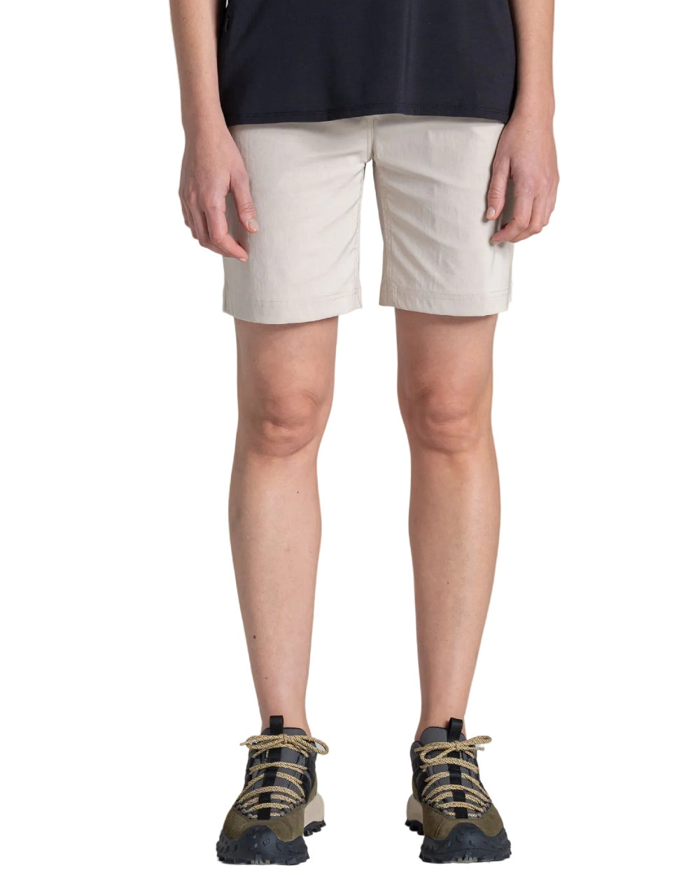 Oyster coloured Craghoppers Womens Kiwi Pro III Shorts on white background