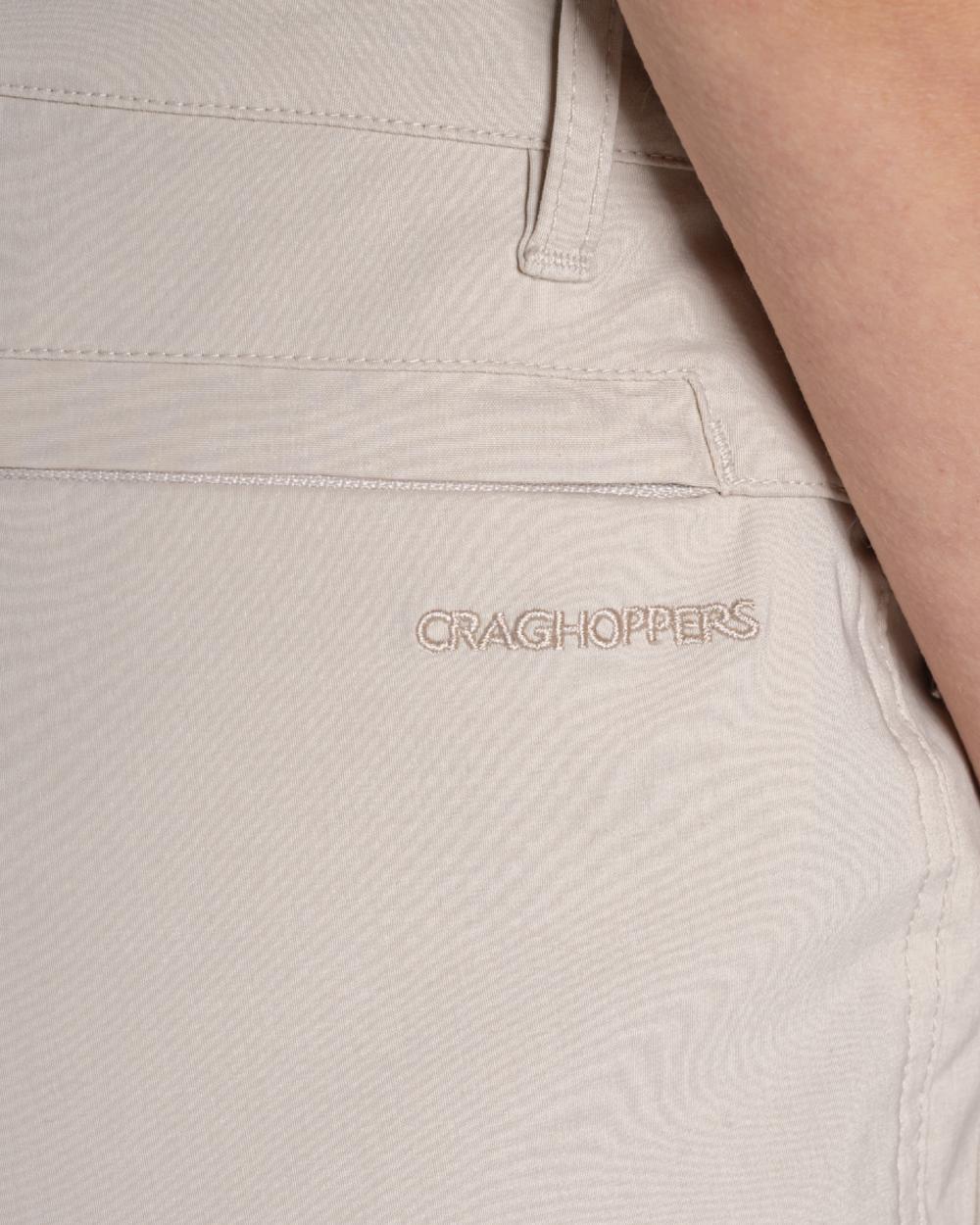 Oyster coloured Craghoppers Womens Kiwi Pro III Shorts on white background