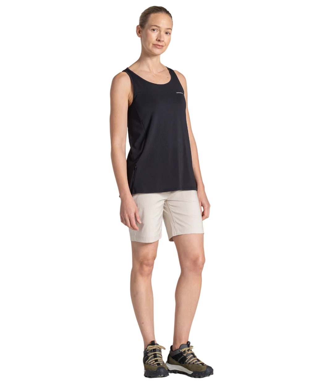 Oyster coloured Craghoppers Womens Kiwi Pro III Shorts on white background