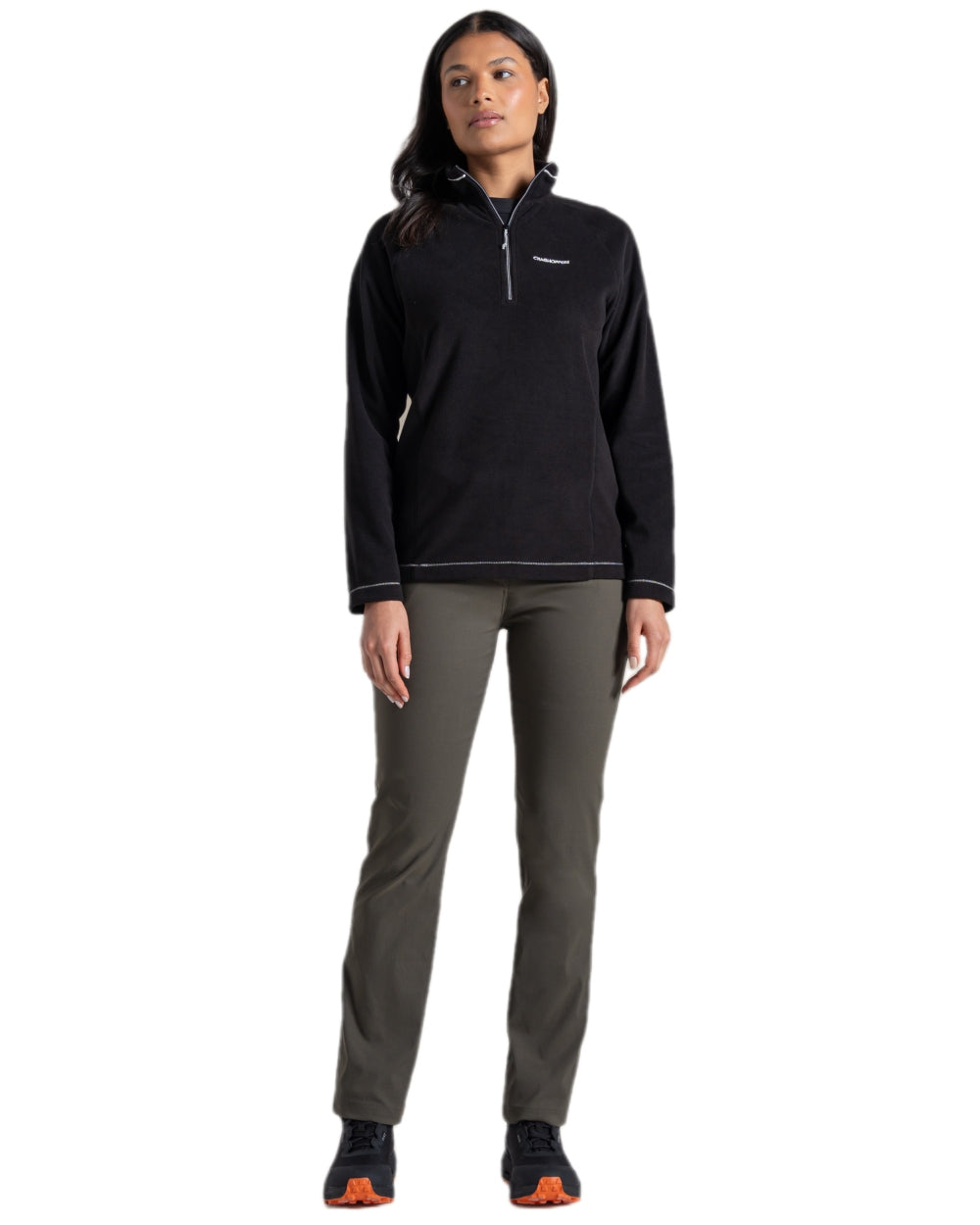 Mid Khaki Coloured Craghoppers Womens Kiwi Pro III Trouser on white background