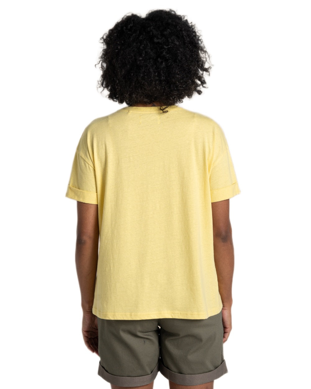 Pale Daffodil coloured Craghoppers Womens Maya Short Sleeved T-Shirt on white background
