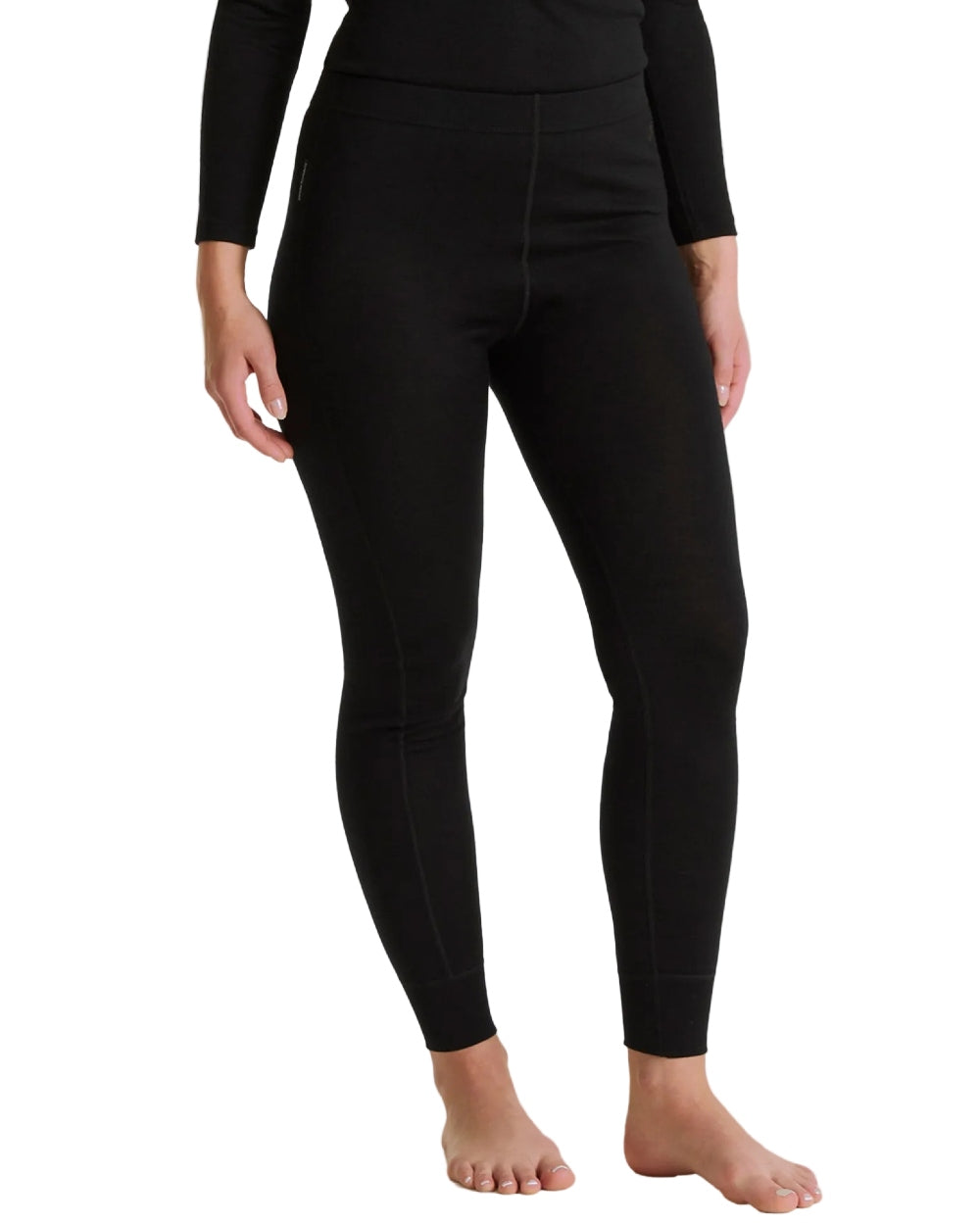 Black coloured Craghoppers Womens Merino Baselayer Leggings on white background