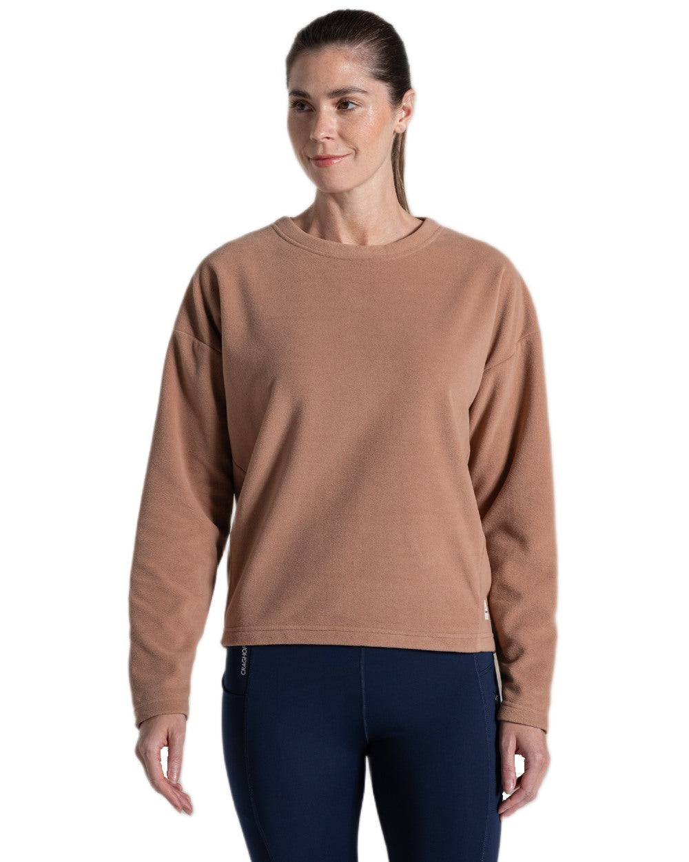 Umber coloured Craghoppers Womens Miska Crew Neck Pullover on white background