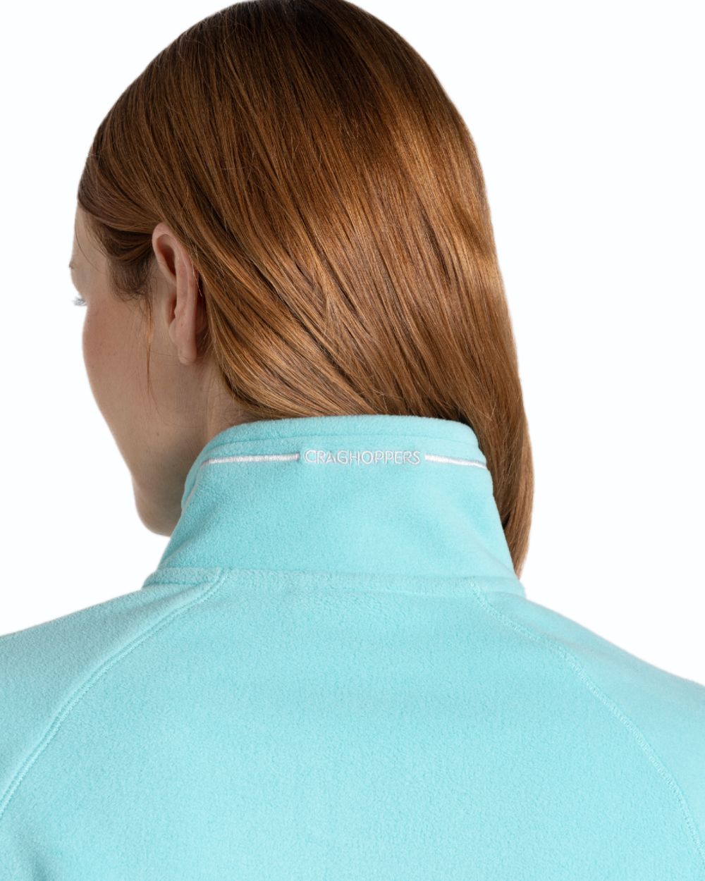 Aqua Sky coloured Craghoppers Womens Miska Half-Zip Fleece on white background