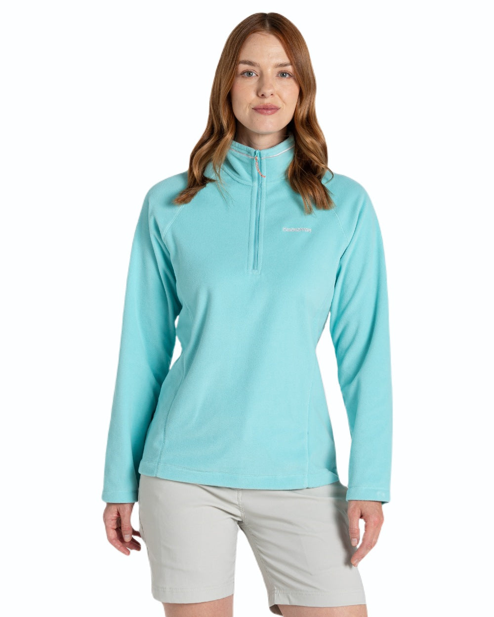 Aqua Sky coloured Craghoppers Womens Miska Half-Zip Fleece on white background