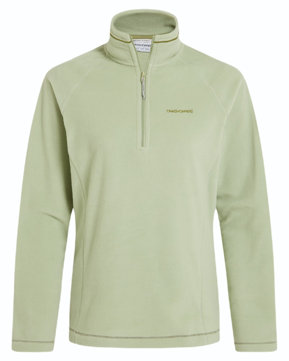 Bud Green coloured Craghoppers Womens Miska Half-Zip Fleece on white background