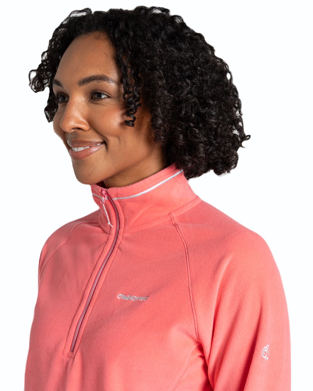 Coral Reef coloured Craghoppers Womens Miska Half-Zip Fleece on white background
