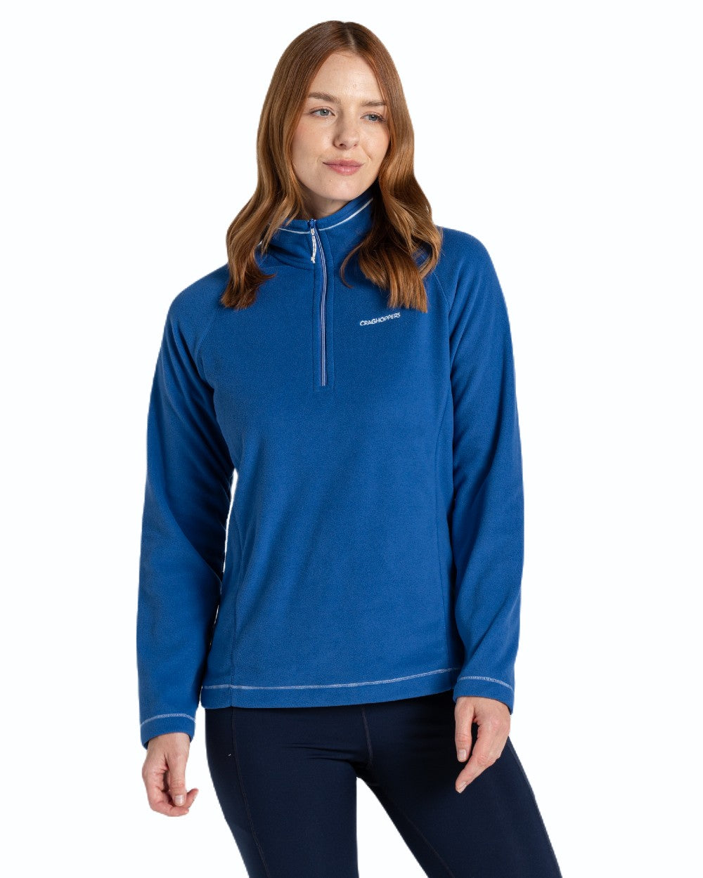 Marina Blue coloured Craghoppers Womens Miska Half-Zip Fleece on white background