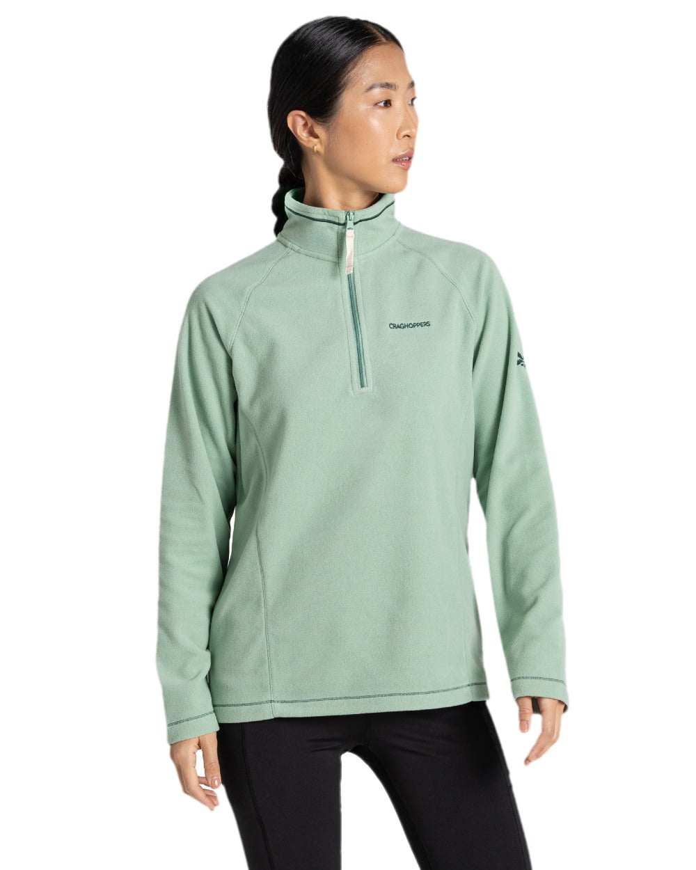 Pale Pistachio Coloured Craghoppers Womens Miska Half-Zip Fleece on white background