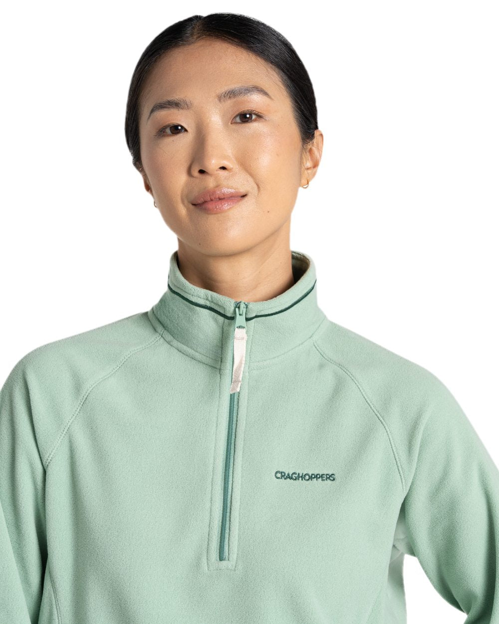 Pale Pistachio Coloured Craghoppers Womens Miska Half-Zip Fleece on white background