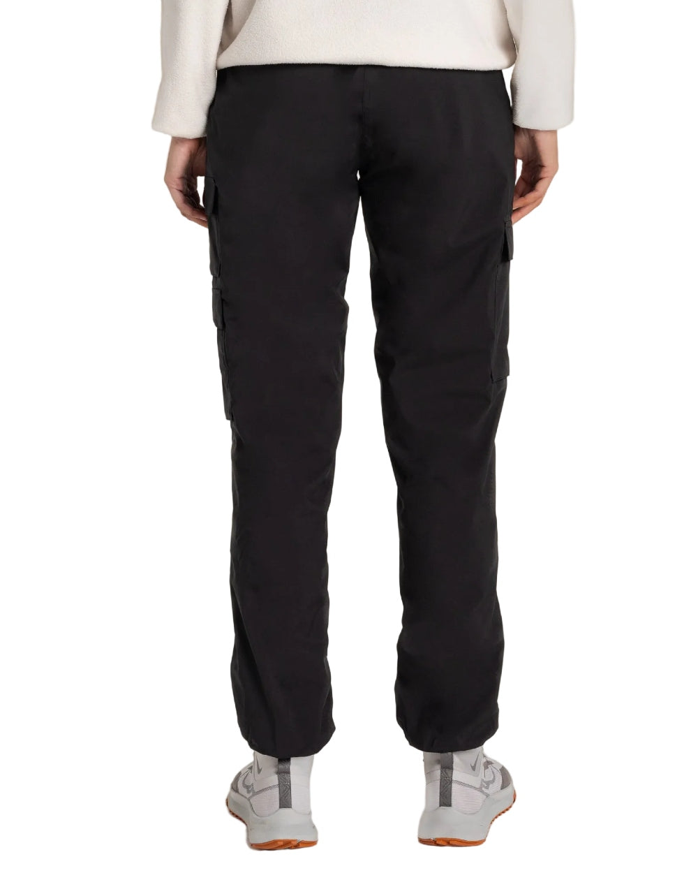 Black coloured Craghoppers Womens Natales Waterproof Lightweight Cargo Trousers on white background