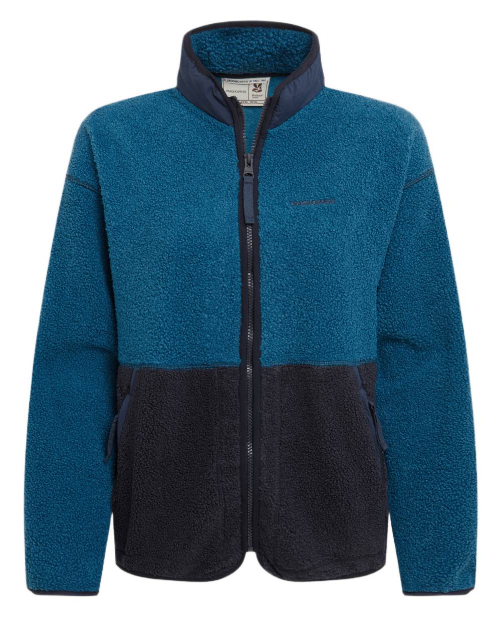 Porcelain Blue coloured Craghoppers Womens National Trust Avens Full Zip Fleece Jacket on white background