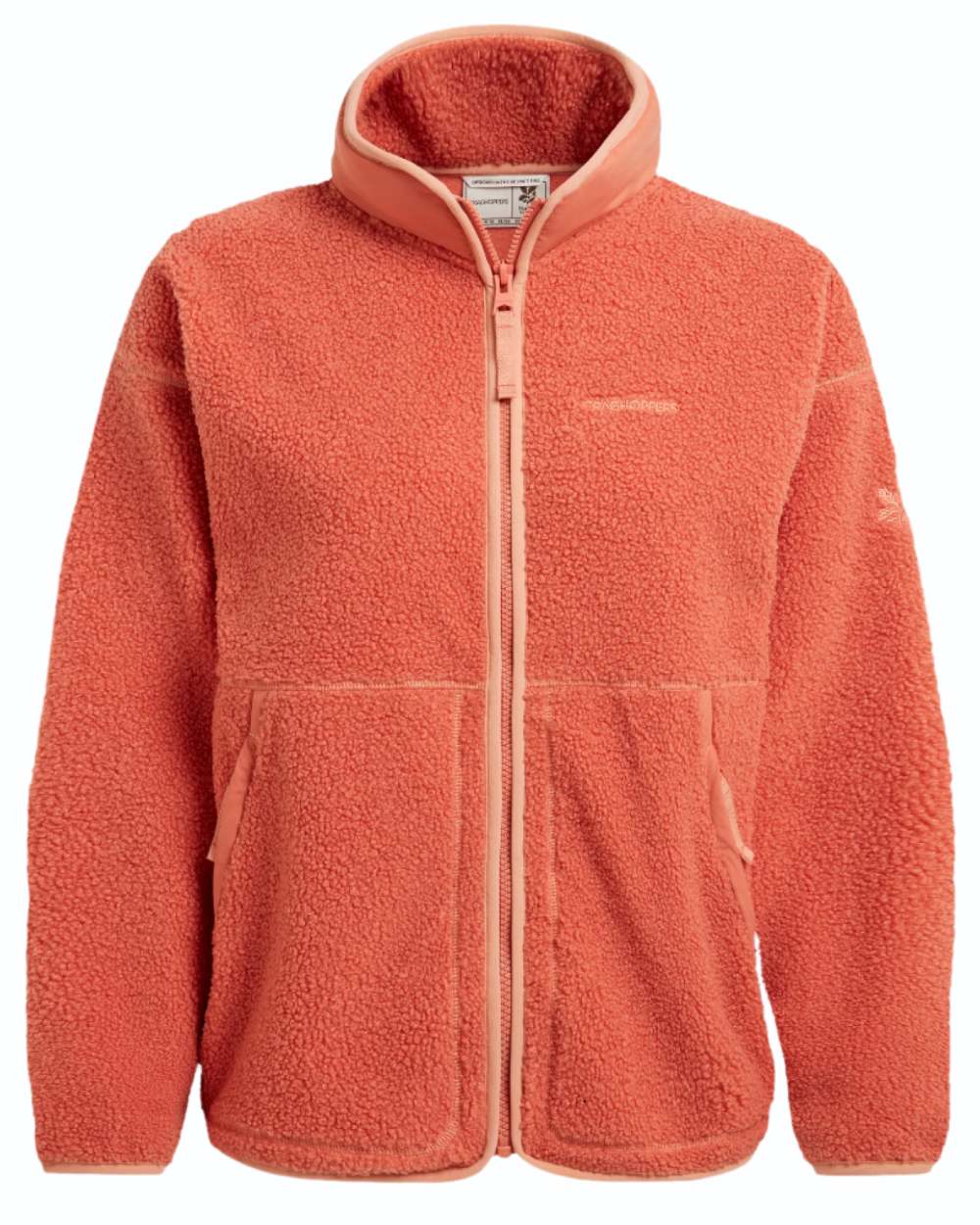 Red Sandstone coloured Craghoppers Womens National Trust Avens Full Zip Fleece Jacket on white background