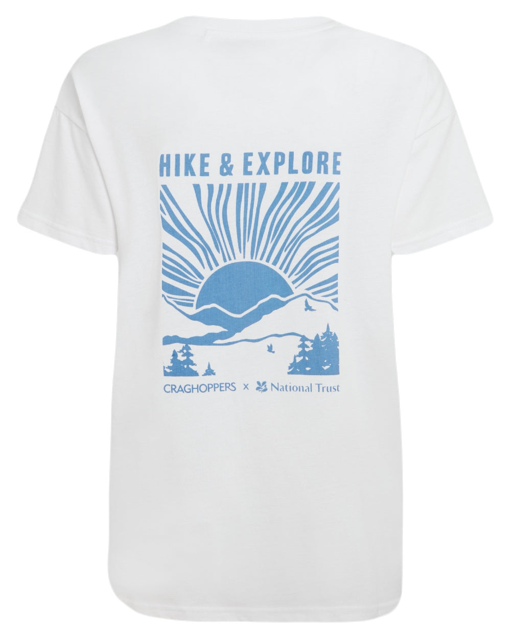 Sea Salt coloured Craghoppers Womens National Trust Bistort Short Sleeved T-Shirt on white background