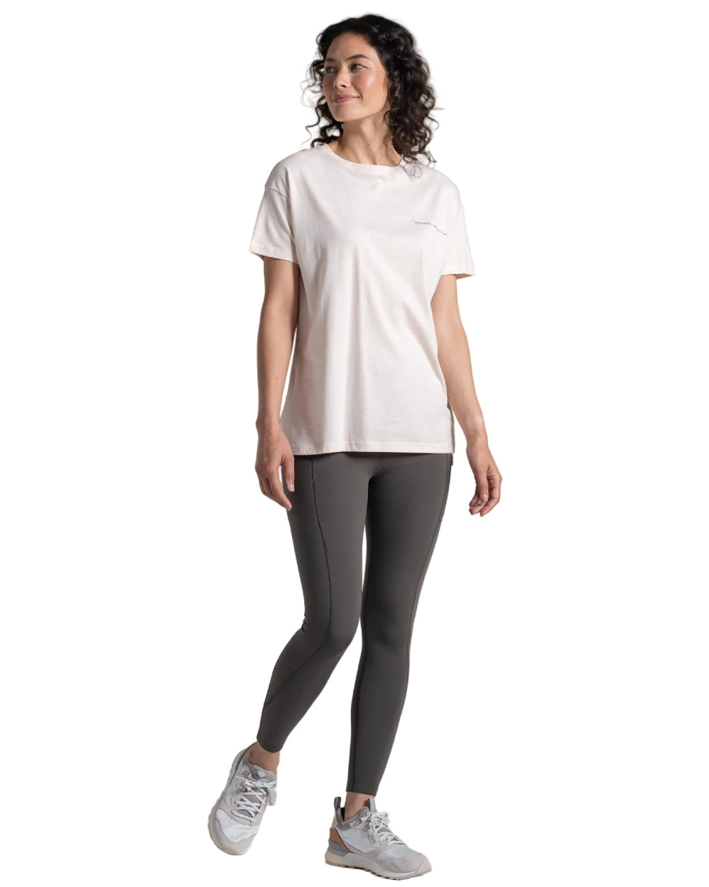 Sugared Almond coloured Craghoppers Womens National Trust Bistort Short Sleeved T-Shirt on white background