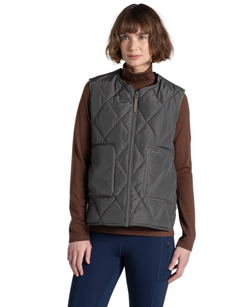 Nori Green coloured Craghoppers Womens National Trust Borage Vest on white background