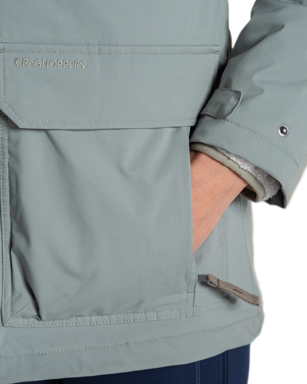 Sage coloured Craghoppers Womens National Trust Crossbill Jacket on white background