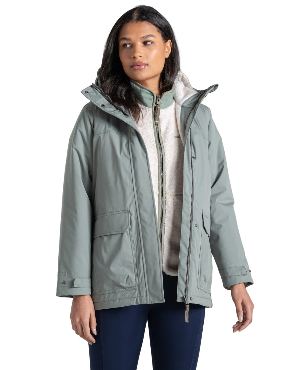 Sage coloured Craghoppers Womens National Trust Crossbill Jacket on white background