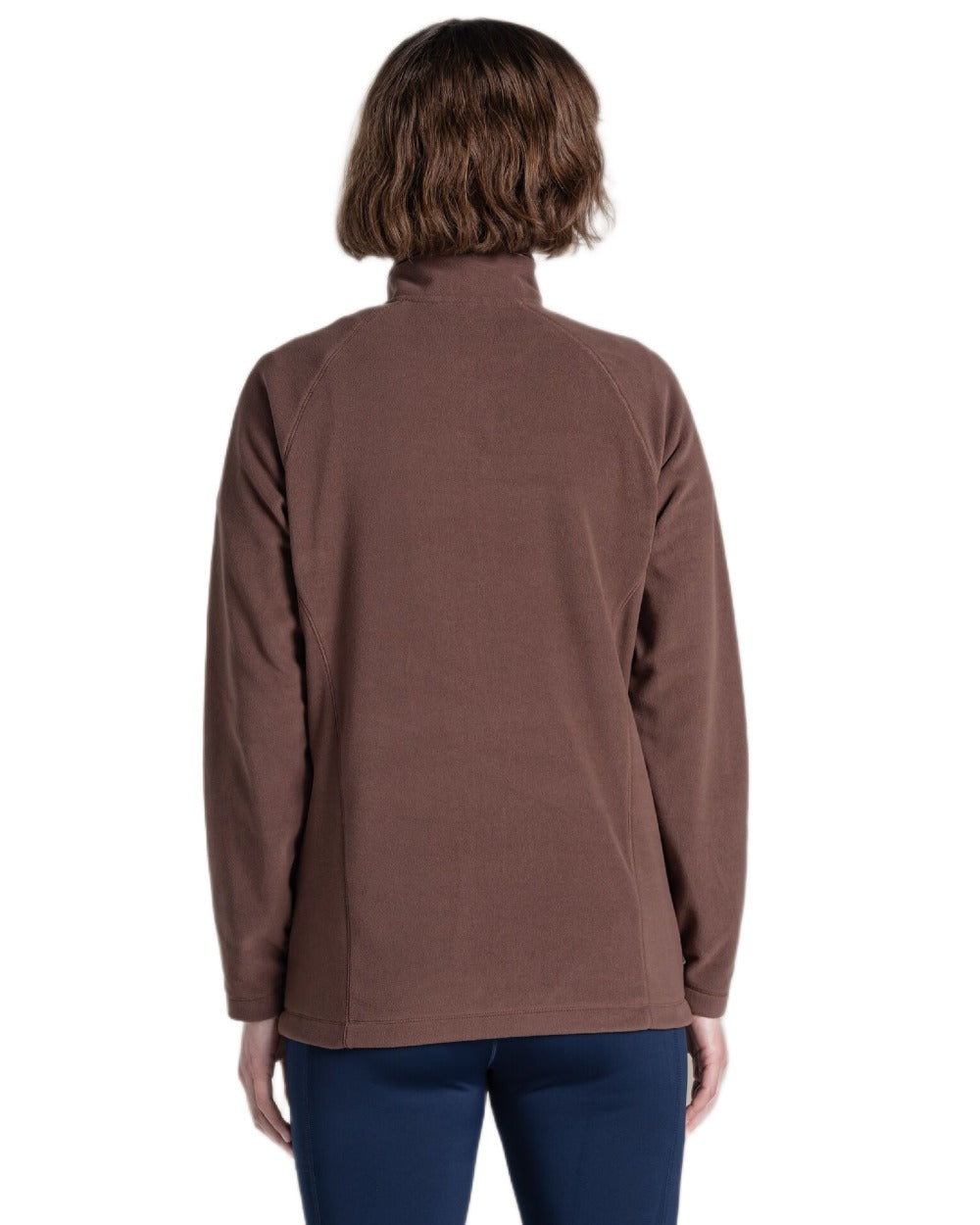 Dark Truffle coloured Craghoppers Womens National Trust Miska Half Zip Top on white background