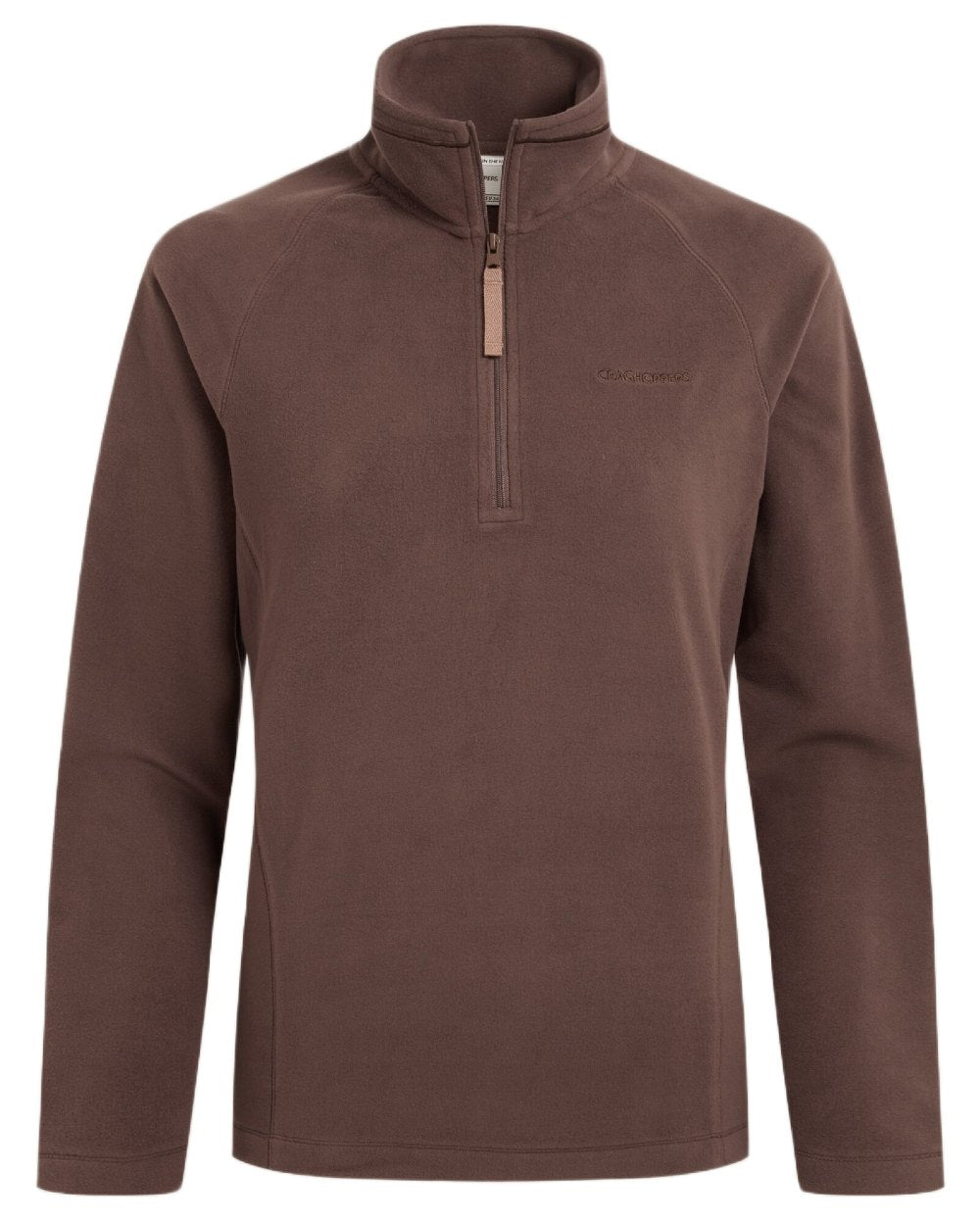 Dark Truffle coloured Craghoppers Womens National Trust Miska Half Zip Top on white background