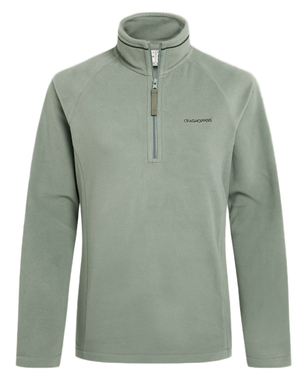 Sage coloured Craghoppers Womens National Trust Miska Half Zip Top on white background