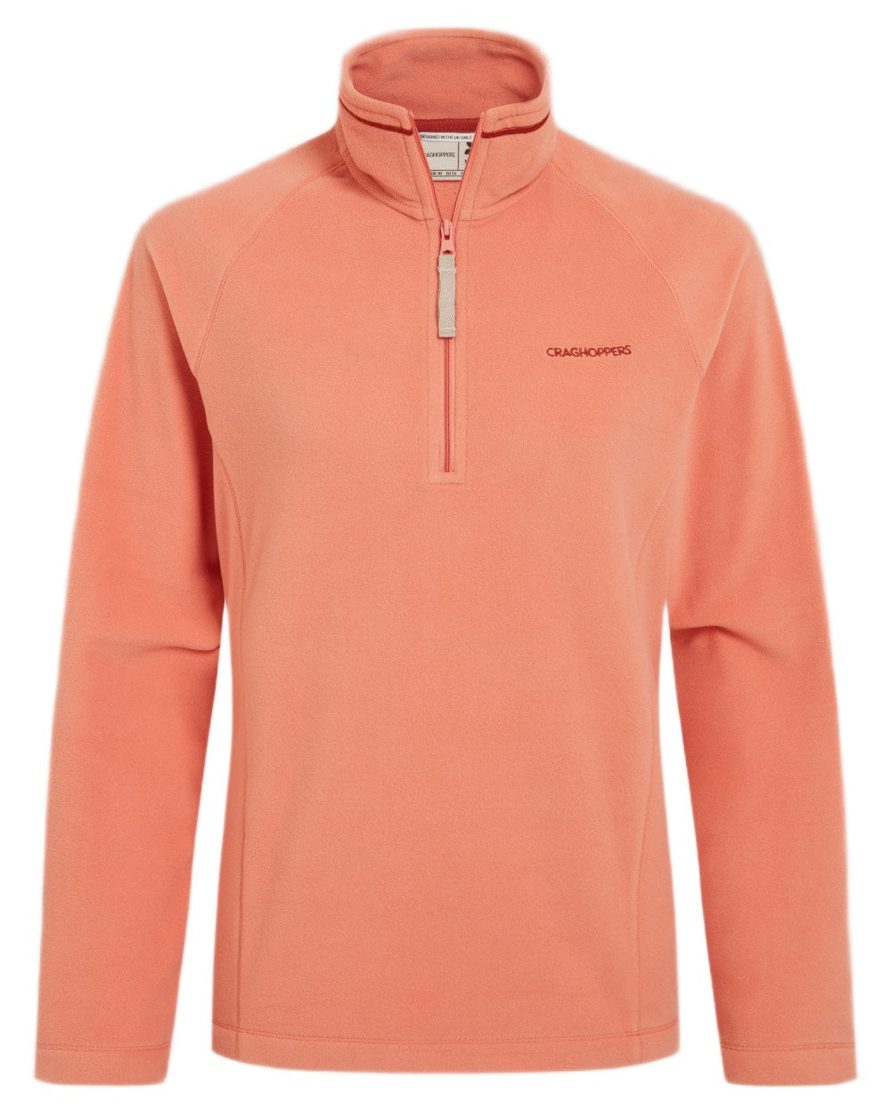 Spiced Apricot coloured Craghoppers Womens National Trust Miska Half Zip Top on white background