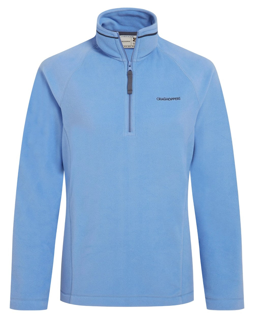 Vinca Blue coloured Craghoppers Womens National Trust Miska Half Zip Top on white background