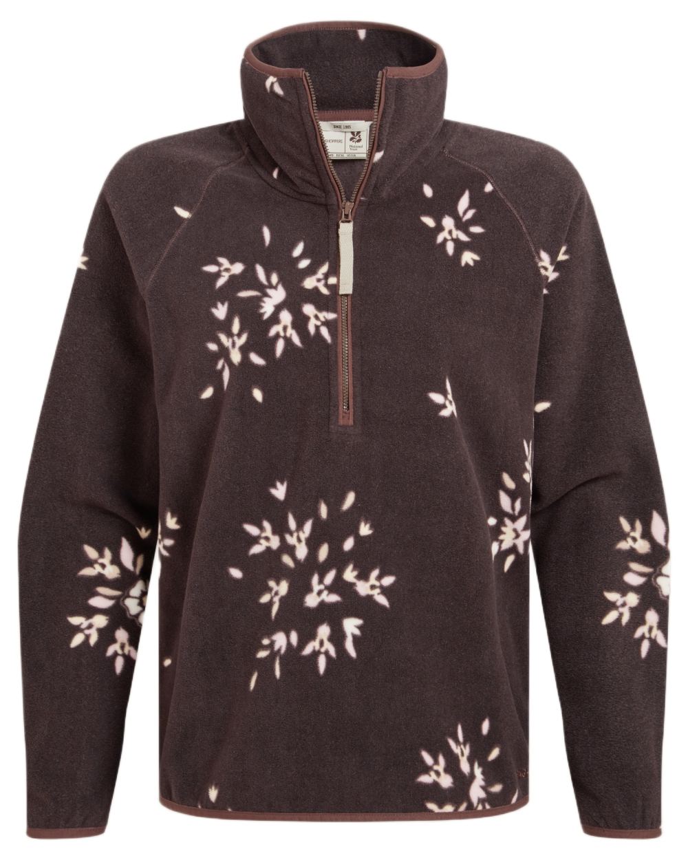 Wenge Brown coloured Craghoppers Womens National Trust Reedmace Half Zip Fleece Top on white background
