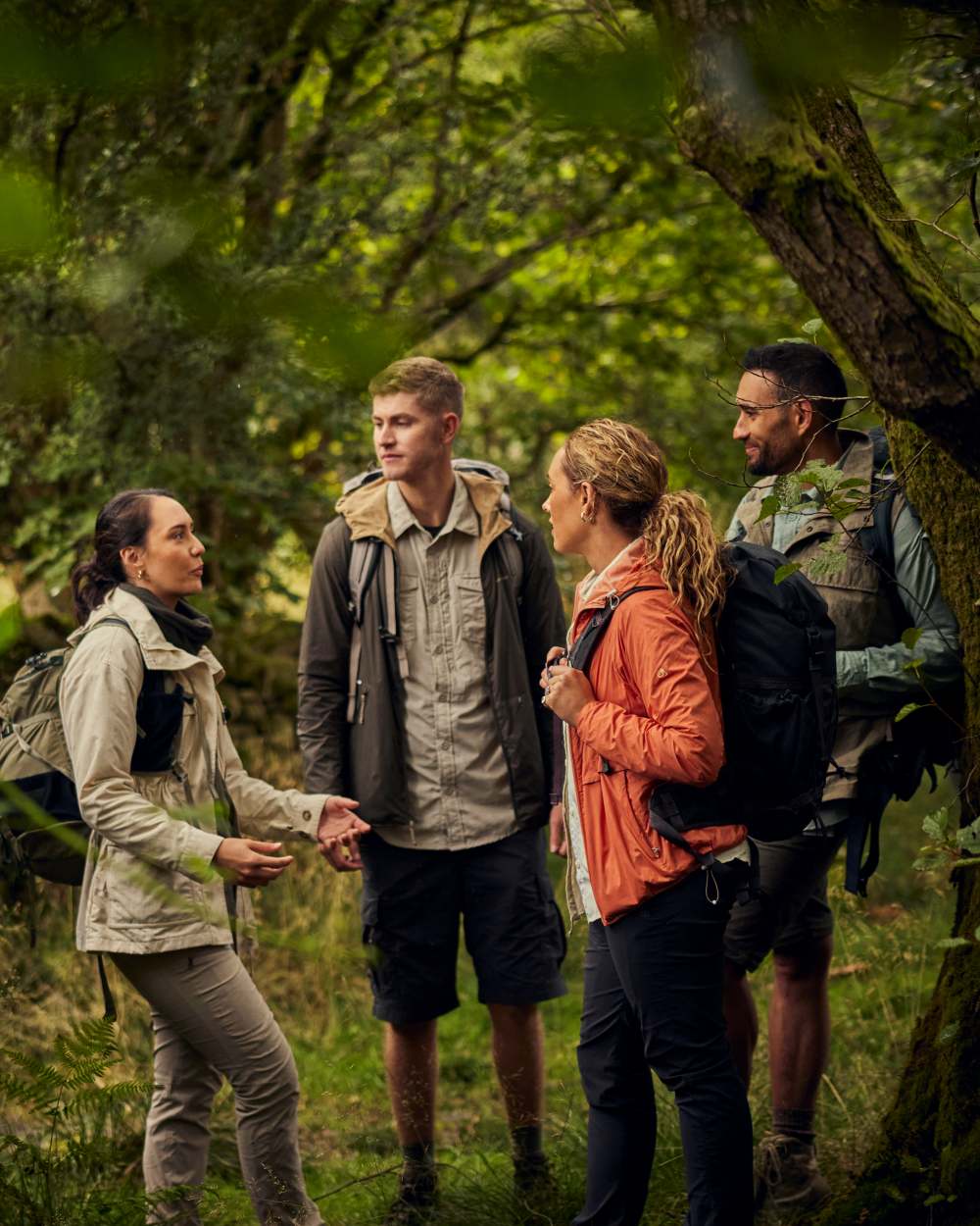 Stone coloured Craghoppers Womens NosiLife Adventure Jacket II on forest background