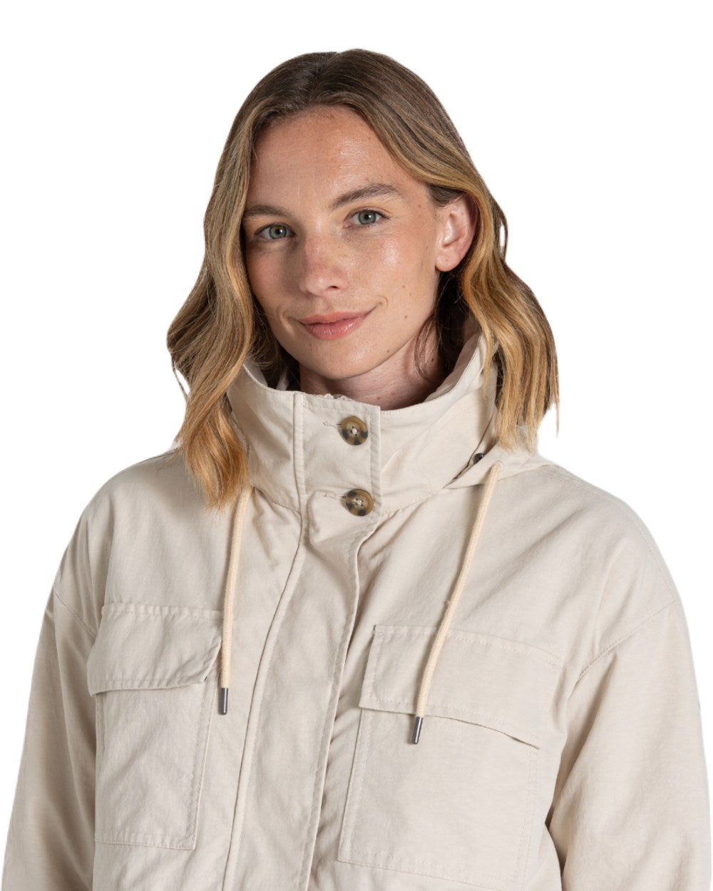 Stone coloured Craghoppers Womens NosiLife Adventure Jacket II on white background