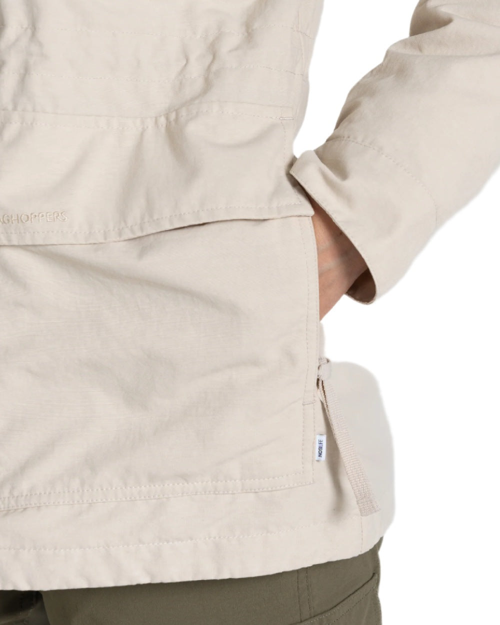 Stone coloured Craghoppers Womens NosiLife Adventure Jacket II on white background