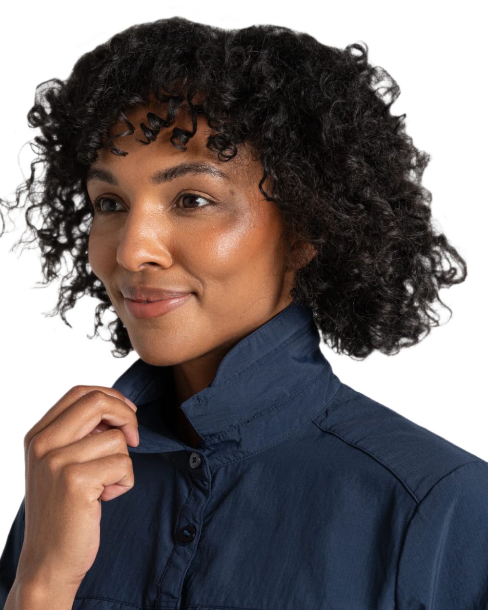 Blue Navy coloured Craghoppers Womens NosiLife Adventure Long Sleeved Shirt III on white background